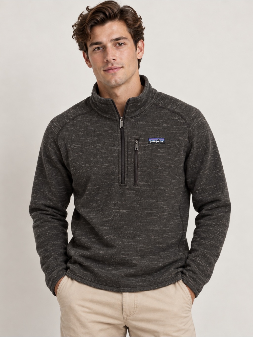 Patagonia Men's Charcoal Heather Half-Zip Turtleneck Sweater